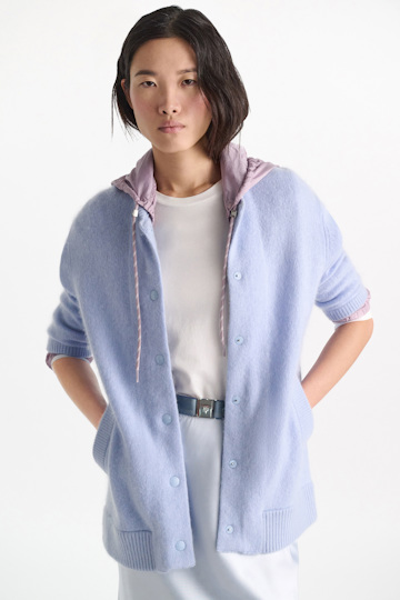 Dorothee Schumacher Merino-cashmere knit bomber jacket arctic