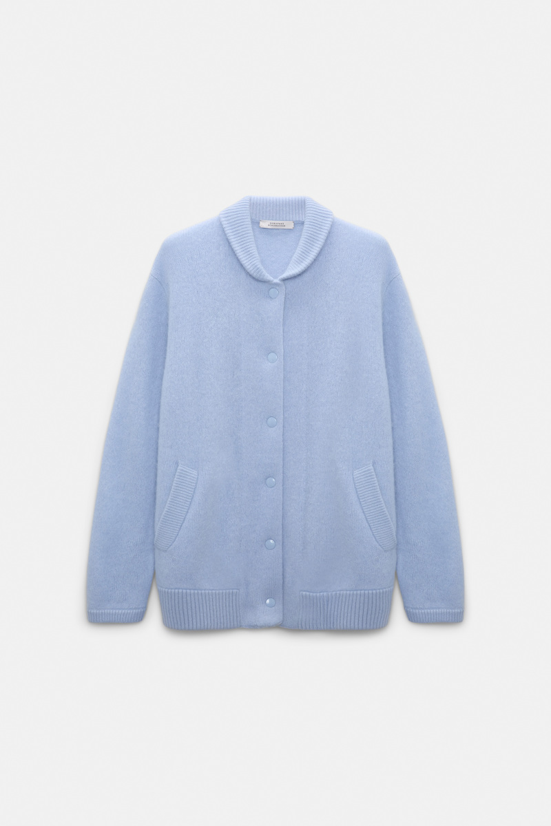 Dorothee Schumacher Women's Blue Merino-Cashmere Knit Bomber Jacket Xxs