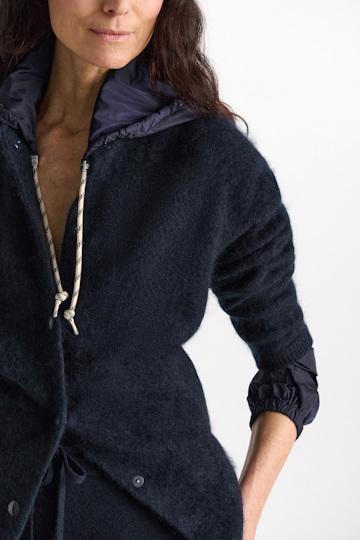 Dorothee Schumacher Merino-cashmere knit bomber jacket dark navy