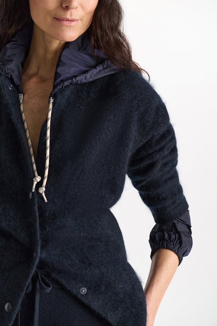 Dorothee Schumacher Merino-cashmere knit bomber jacket dark navy