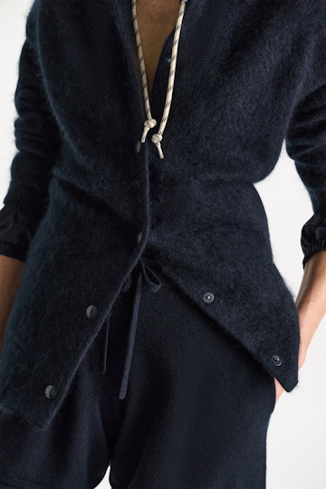 Dorothee Schumacher Merino-cashmere knit bomber jacket dark navy