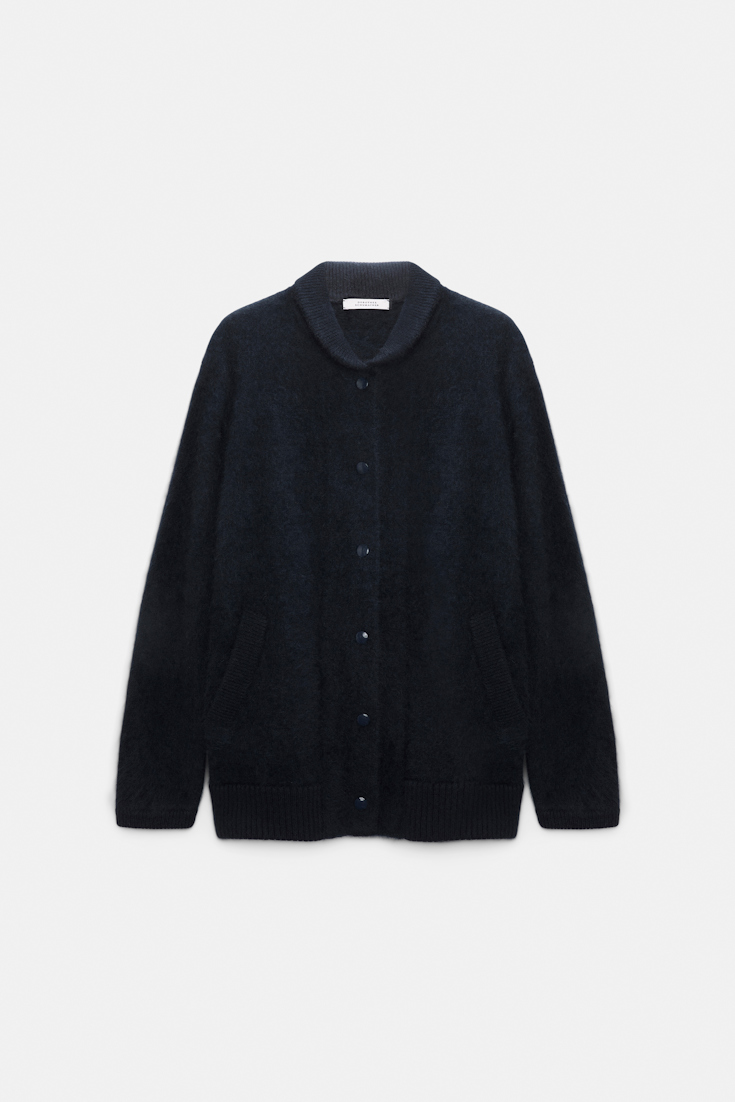 Dorothee Schumacher Merino-cashmere knit bomber jacket dark navy
