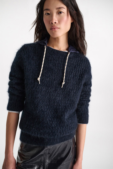 Dorothee Schumacher Open knit Merino-cashmere pullover dark navy