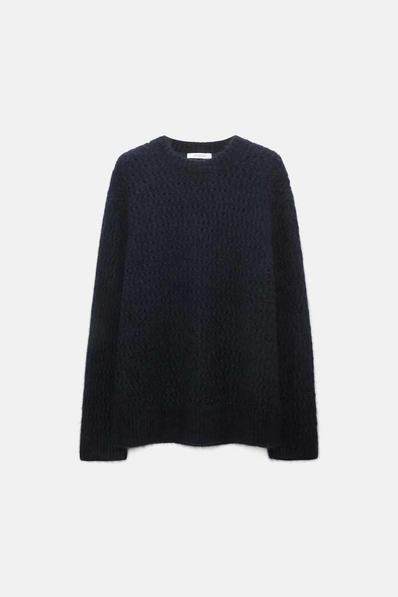 Dorothee Schumacher Women's Blue Open Knit Merino-Cashmere Pullover Small