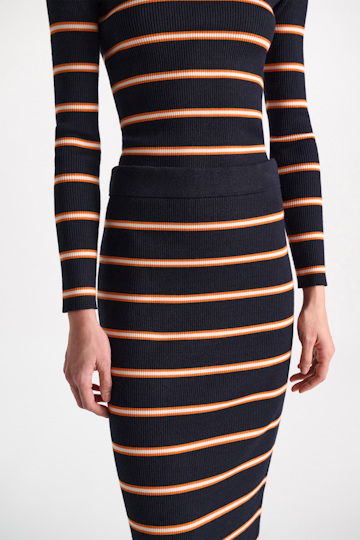 Dorothee Schumacher Striped knit skirt energetic blue trio