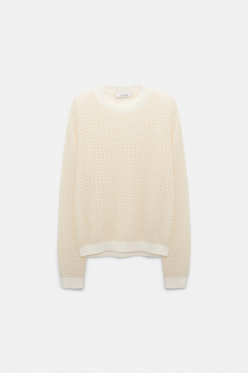 Dorothee Schumacher Women's White Open Pointelle Pullover Extra Small