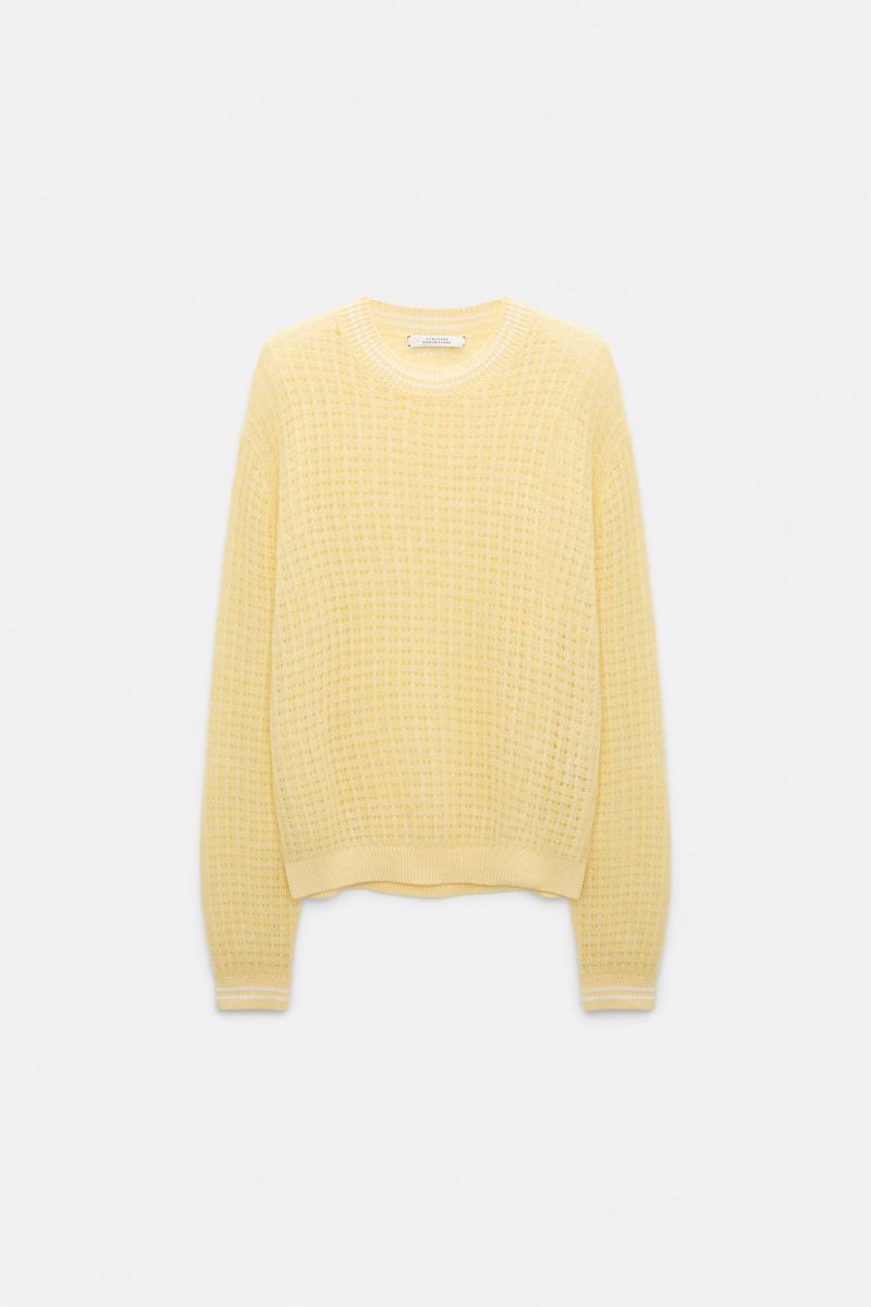 Dorothee Schumacher Women's Yellow Open Pointelle Pullover Xxl