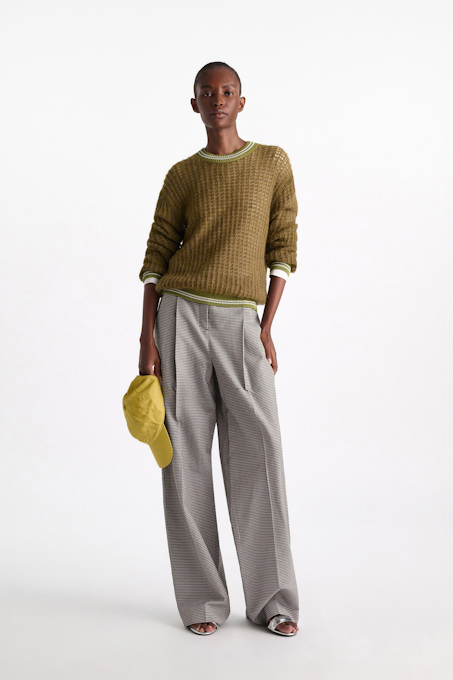 Open pointelle pullover