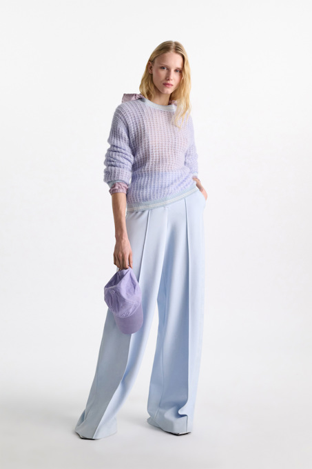 Open pointelle pullover