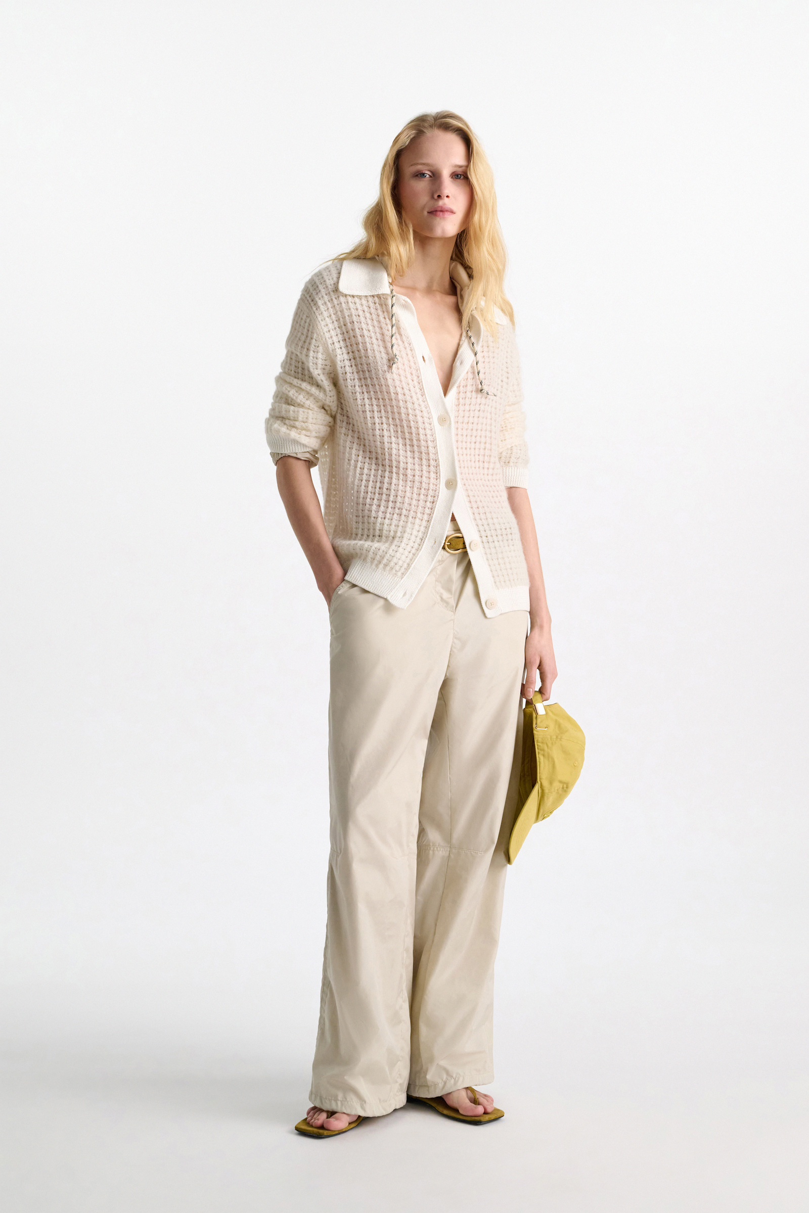 Dorothee Schumacher Open pointelle cardigan with collar pearl