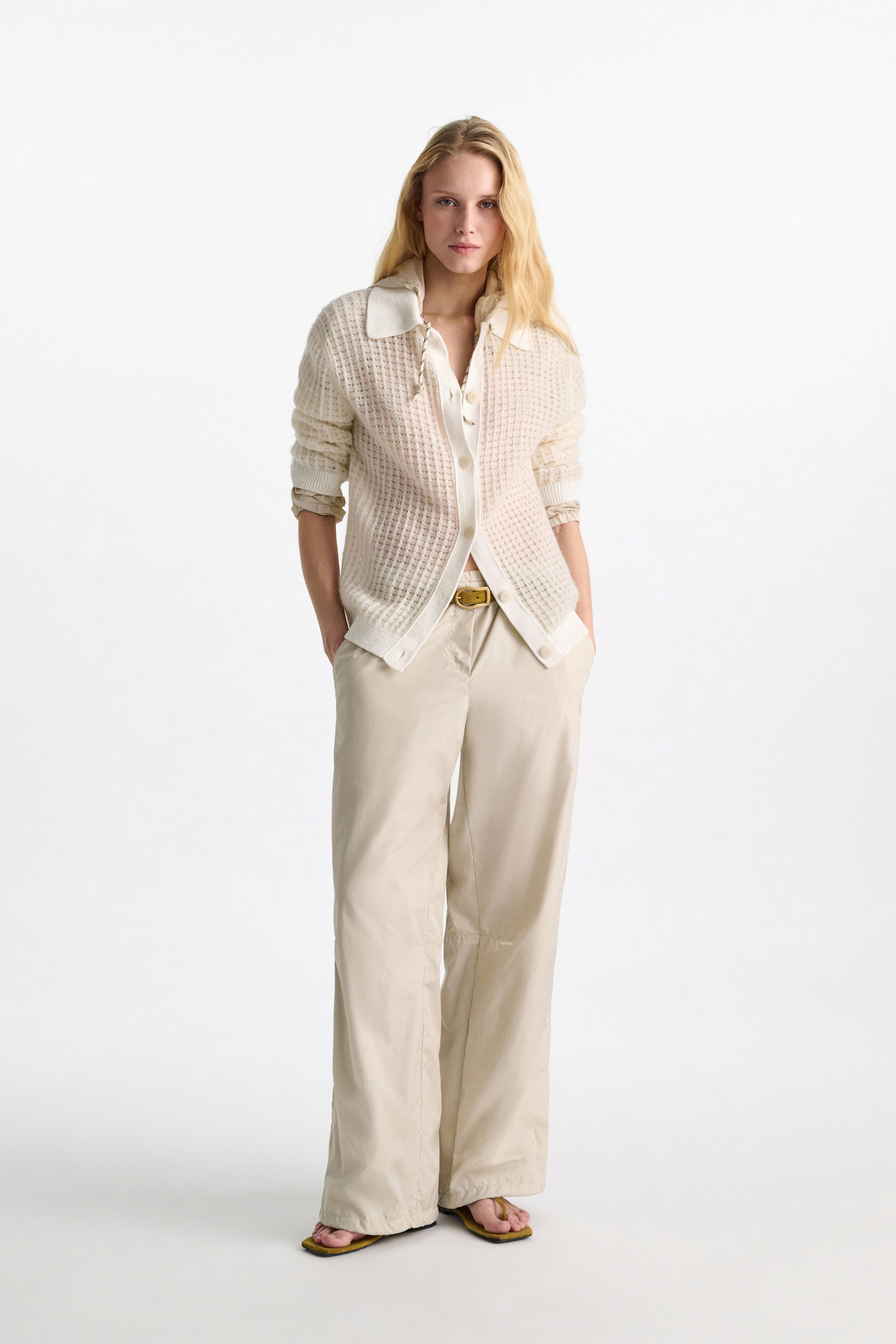 Dorothee Schumacher Open pointelle cardigan with collar pearl