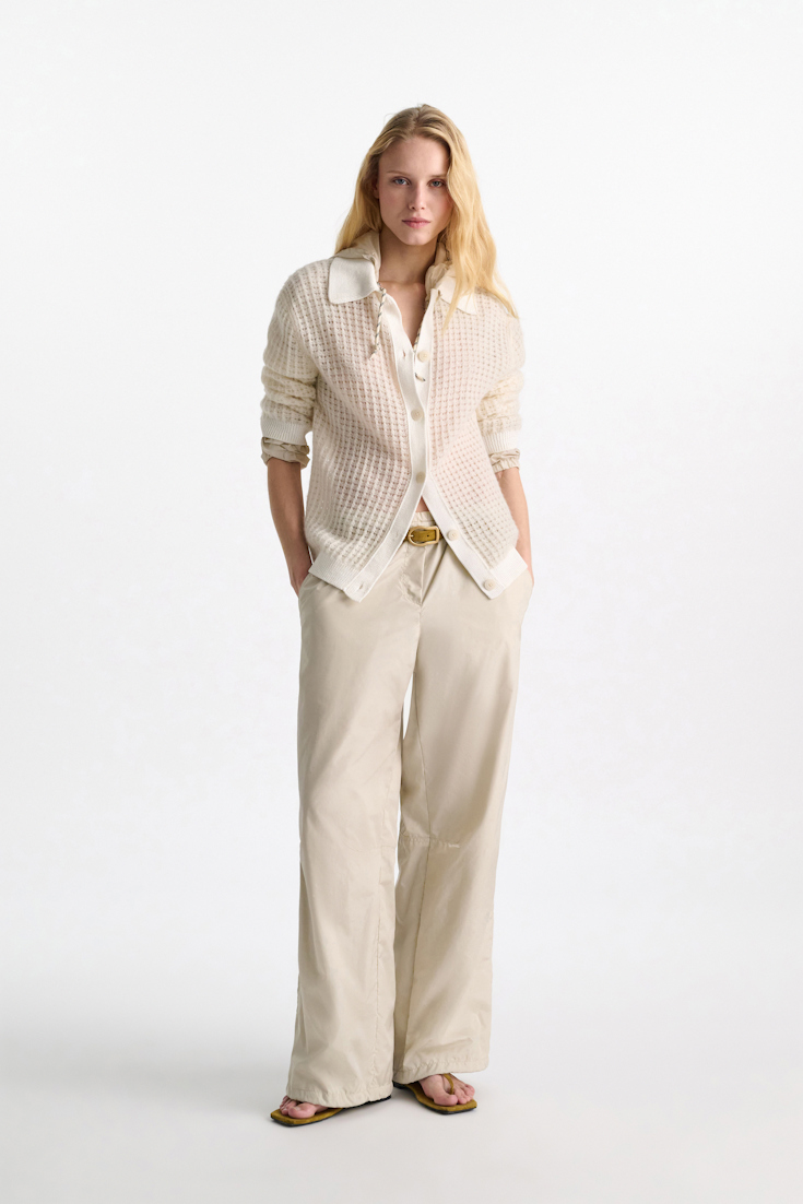Dorothee Schumacher Open pointelle cardigan with collar pearl