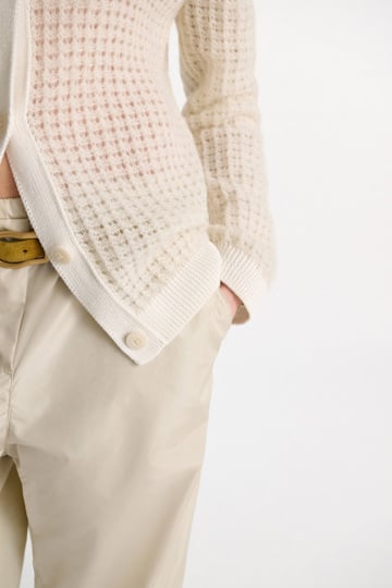 Dorothee Schumacher Pointelle-Cardigan mit Polokragen pearl