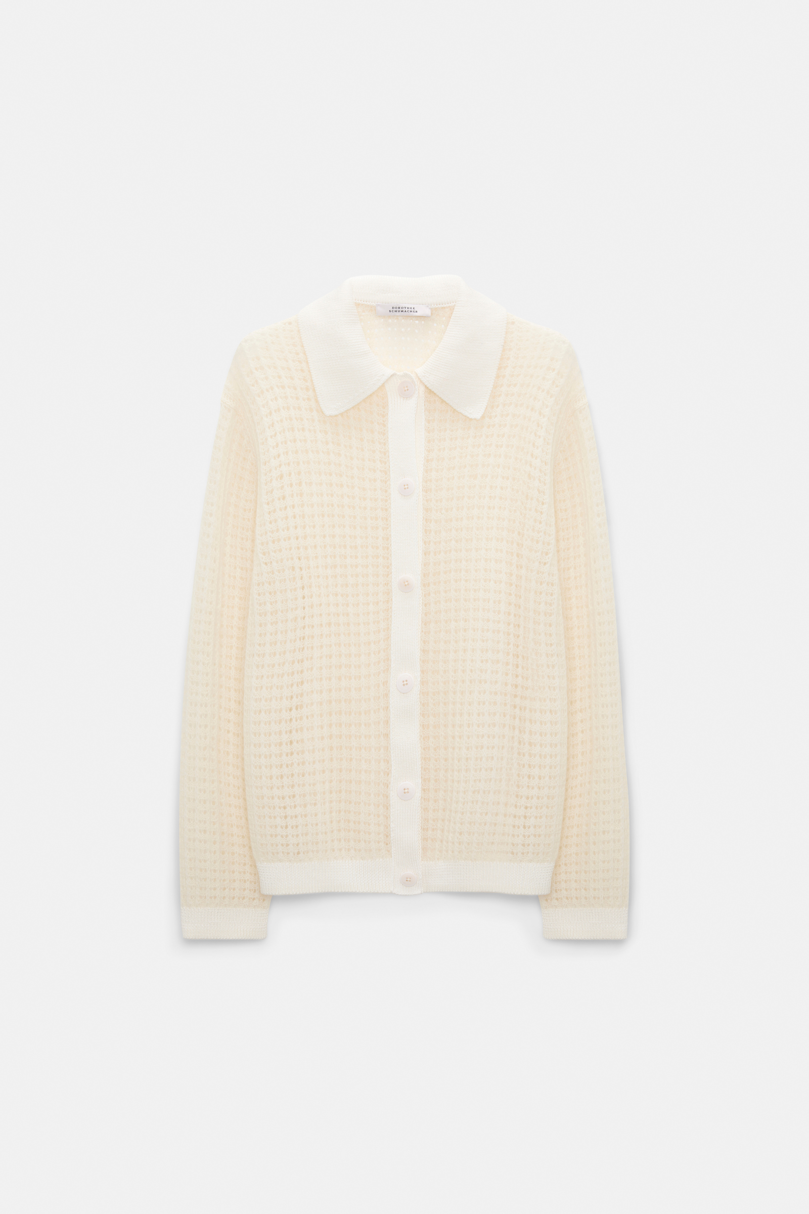 Dorothee Schumacher Open pointelle cardigan with collar pearl
