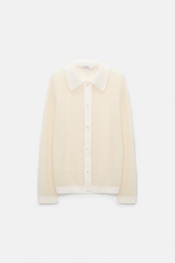 Dorothee Schumacher Open pointelle cardigan with collar pearl