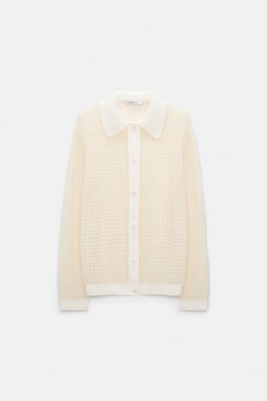 Dorothee Schumacher Open pointelle cardigan with collar pearl