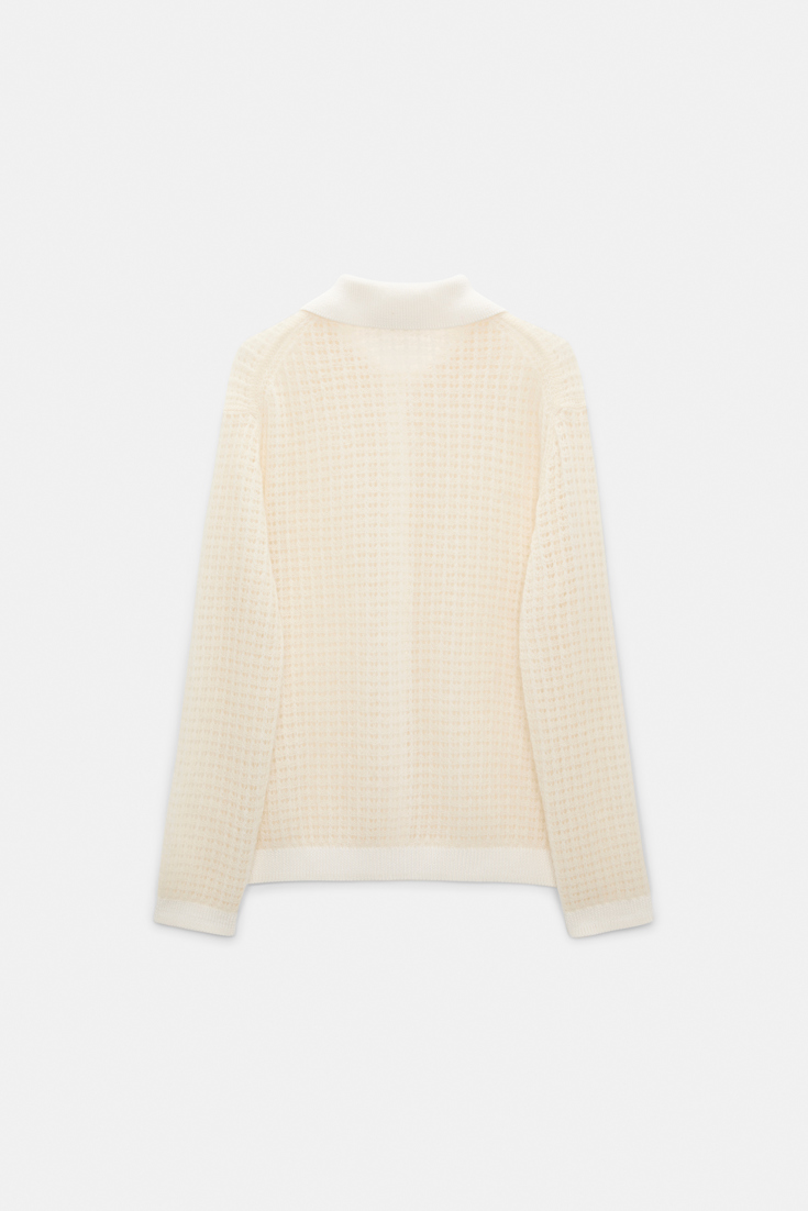 Dorothee Schumacher Open pointelle cardigan with collar pearl