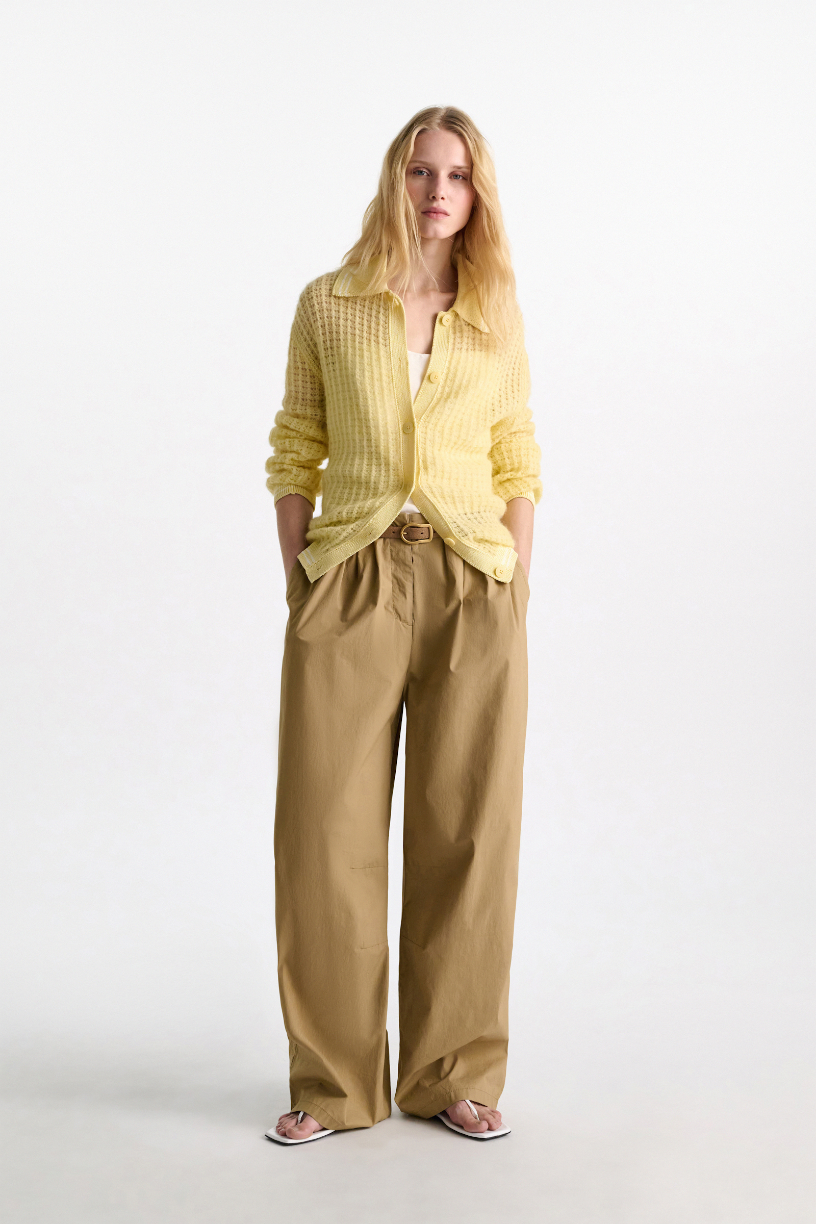 Dorothee Schumacher Open pointelle cardigan with collar citrus