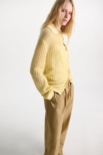 Dorothee Schumacher Pointelle-Cardigan mit Polokragen citrus