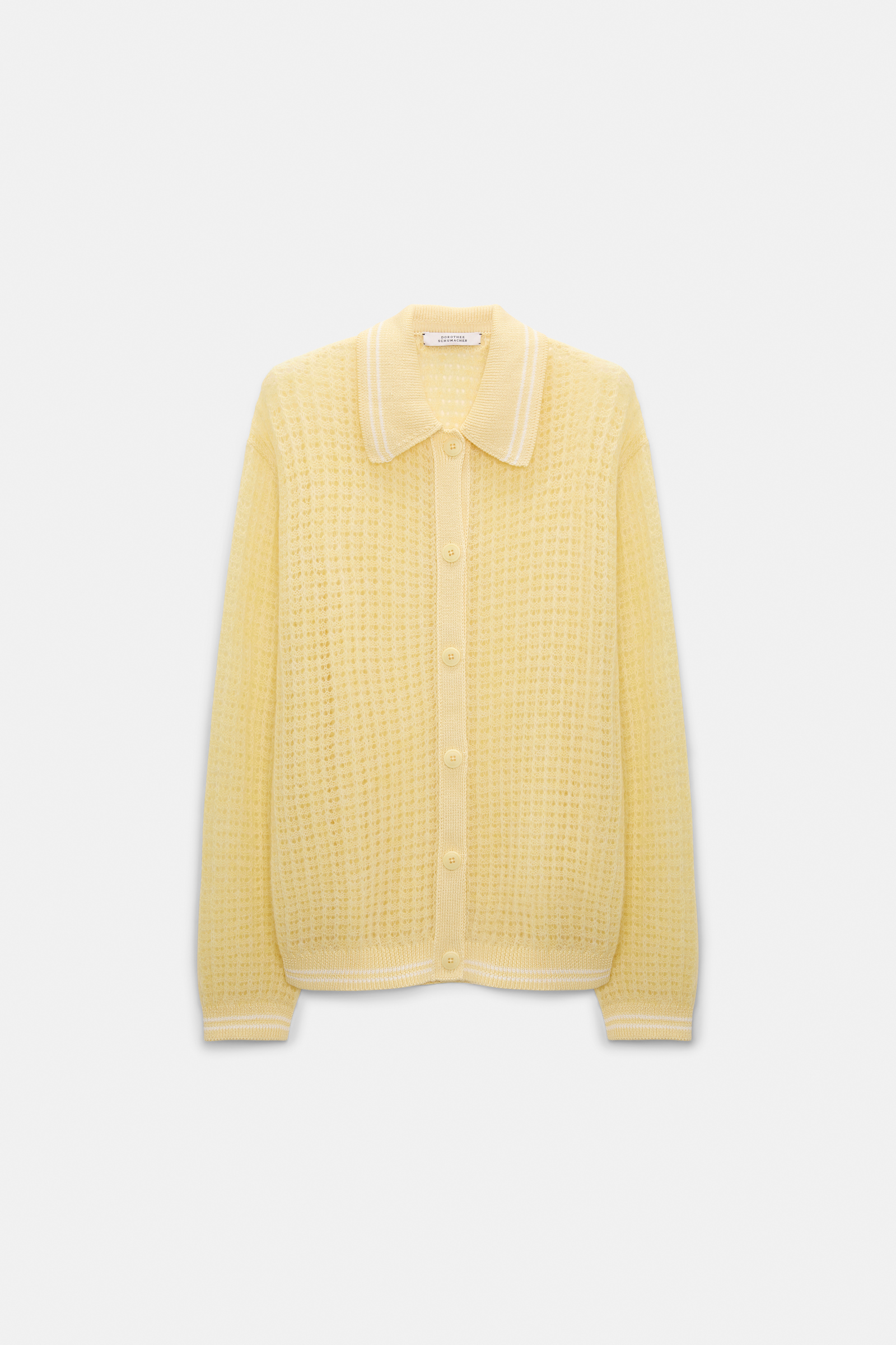 Dorothee Schumacher Open pointelle cardigan with collar citrus