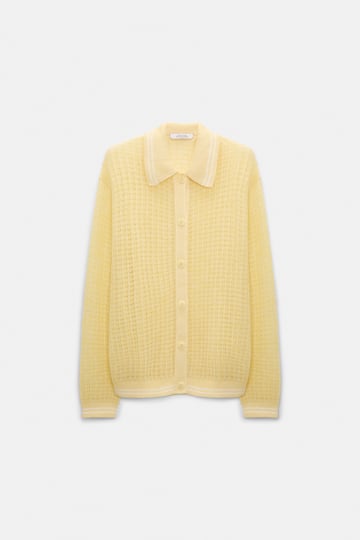 Dorothee Schumacher Open pointelle cardigan with collar citrus