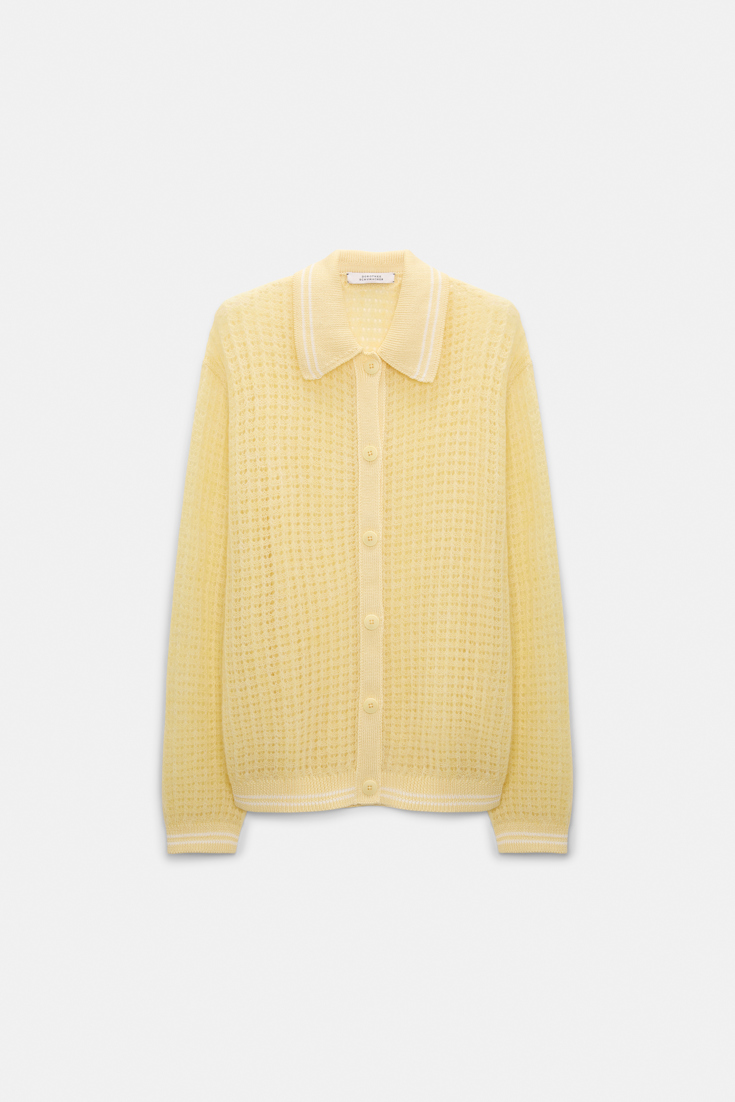 Dorothee Schumacher Open pointelle cardigan with collar citrus