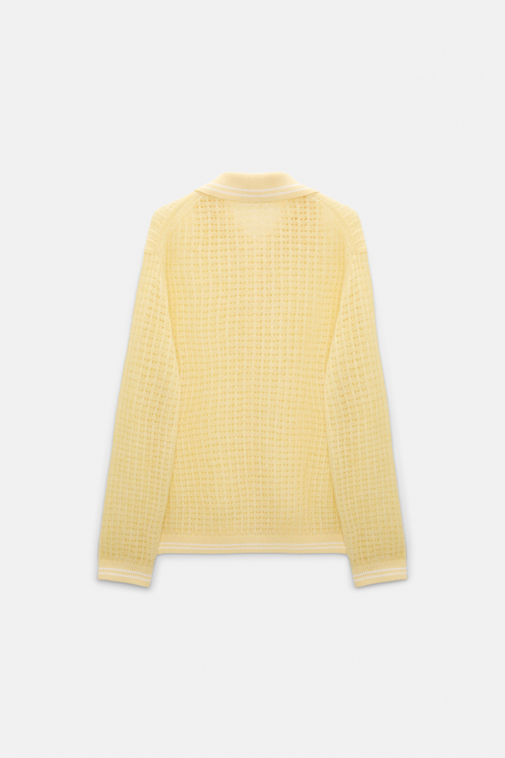 Dorothee Schumacher Open pointelle cardigan with collar citrus
