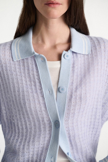 Dorothee Schumacher Open pointelle cardigan with collar violet