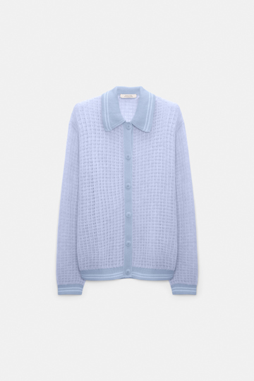 Dorothee Schumacher Open pointelle cardigan with collar violet