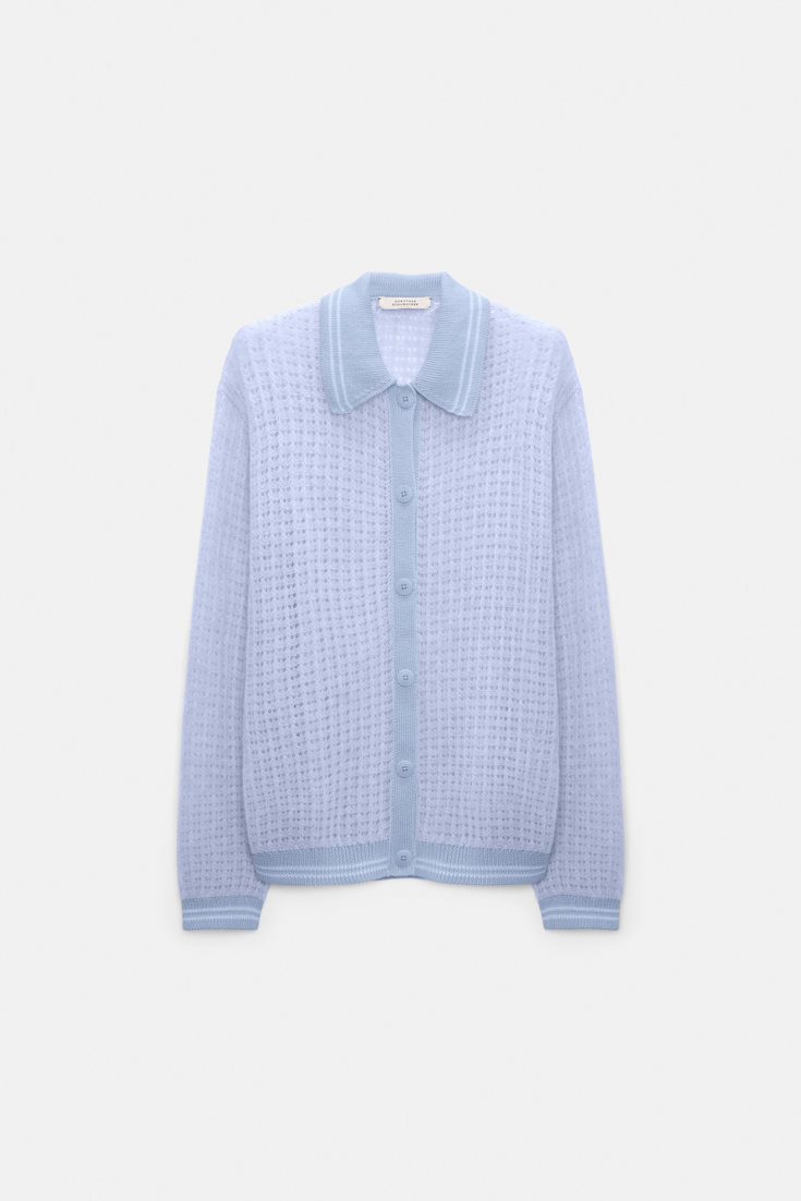Dorothee Schumacher Open pointelle cardigan with collar violet