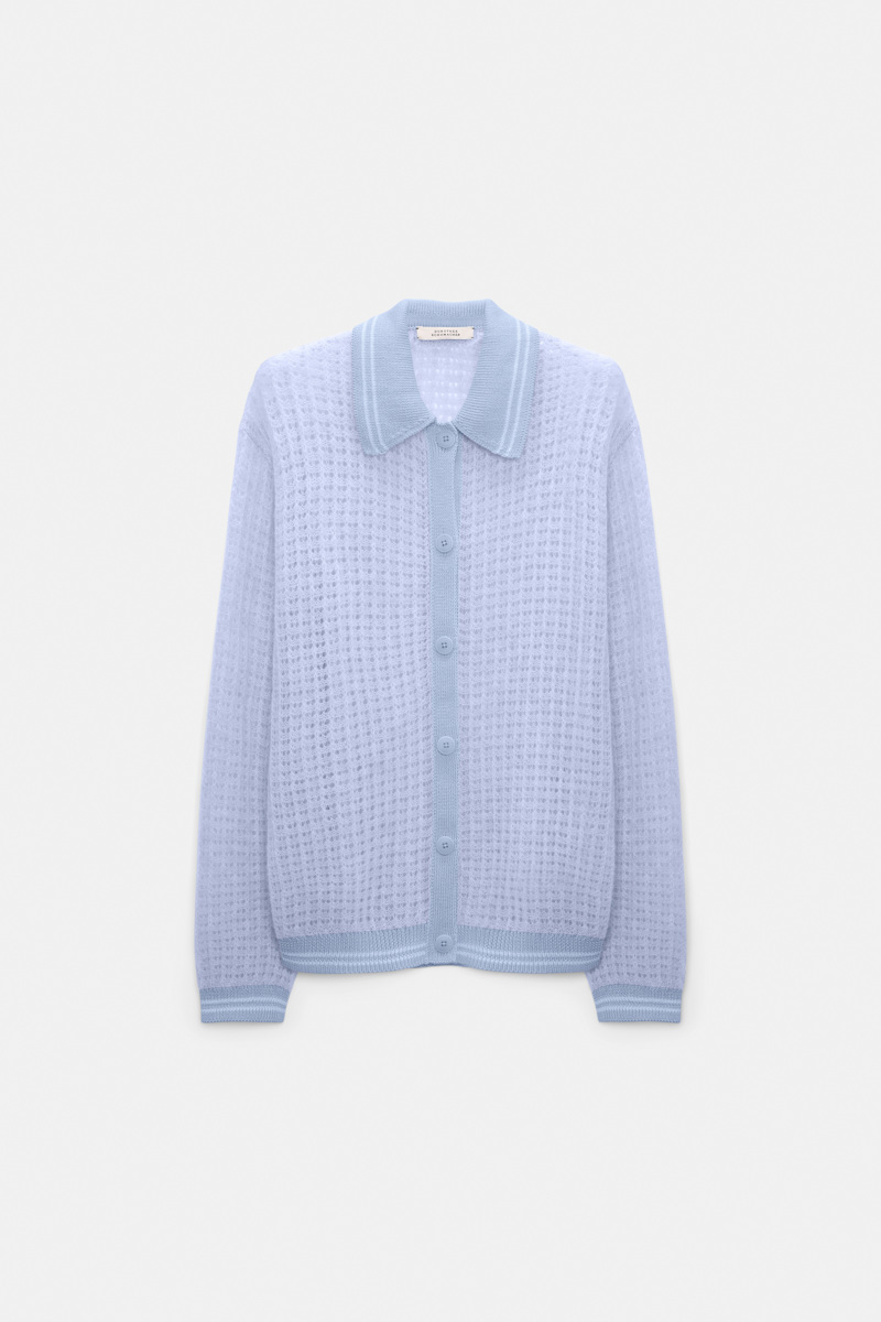 Dorothee Schumacher Women's Violet Open Pointelle Cardigan With Collar Xxs