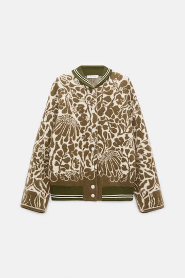 Dorothee Schumacher Floral jacquard bomber jacket white seaweed