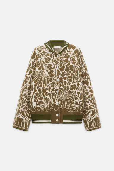 Dorothee Schumacher Floral jacquard bomber jacket white seaweed