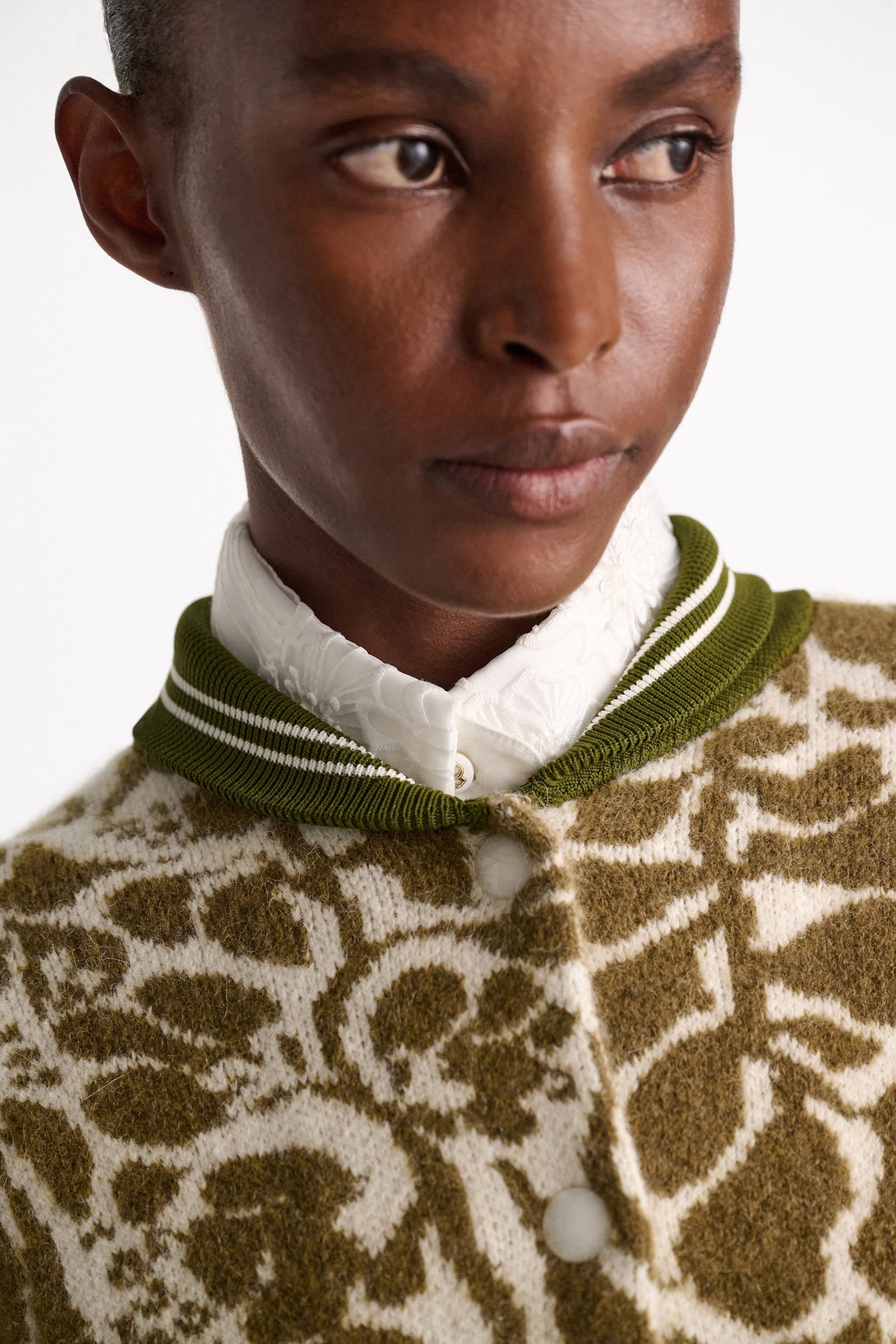 Dorothee Schumacher Floral jacquard bomber jacket white seaweed