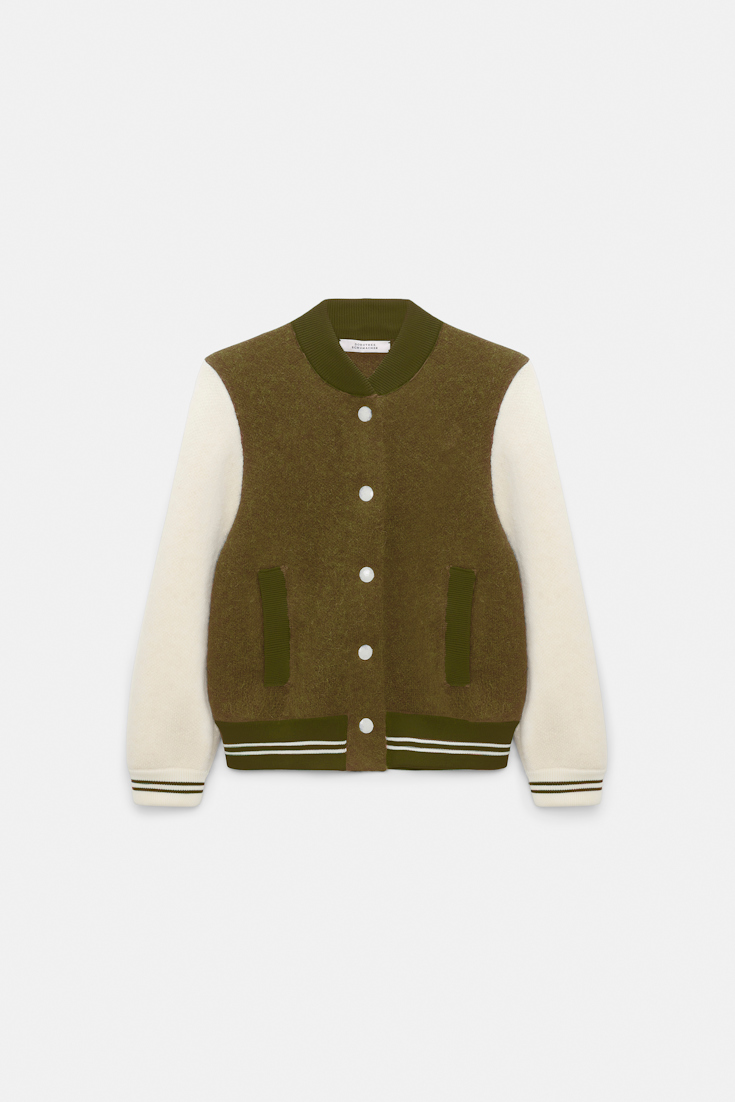Dorothee Schumacher Two-tone bomber jacket white seaweed