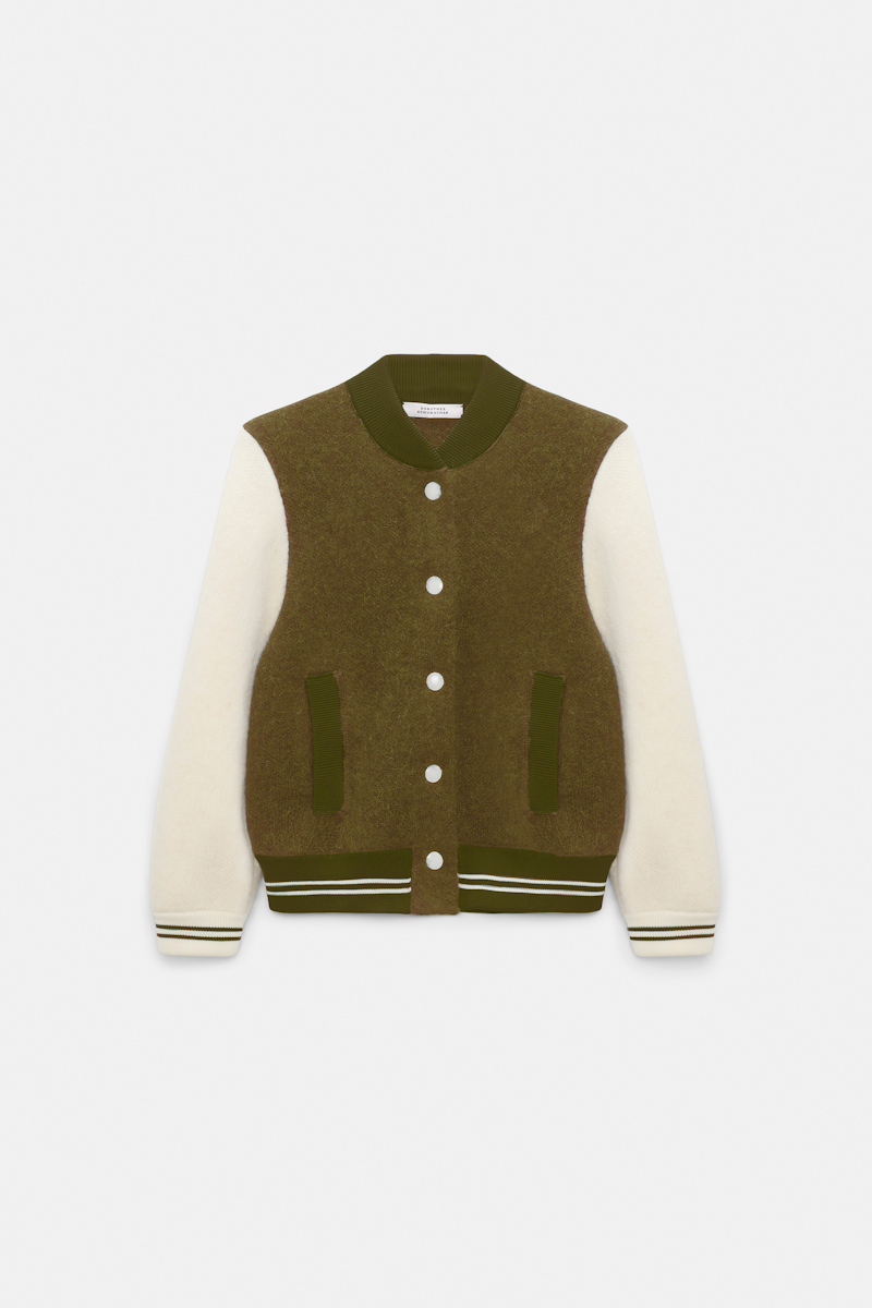 Dorothee Schumacher Women's Green Two-Tone Bomber Jacket Extra Small