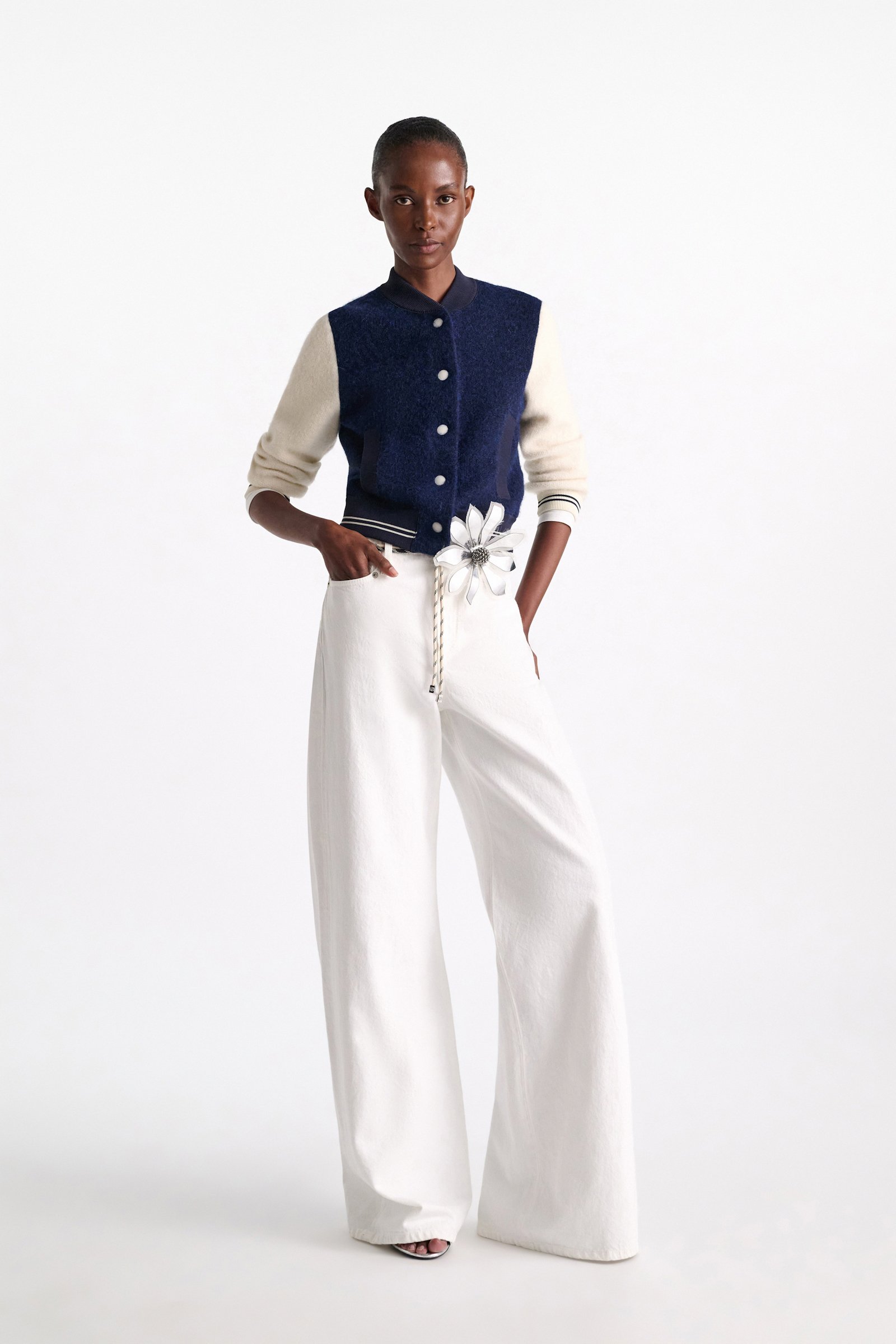 Dorothee Schumacher Two-tone bomber jacket navy white