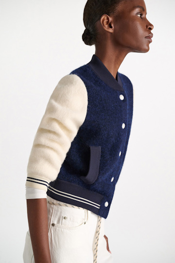 Dorothee Schumacher Two-tone bomber jacket navy white