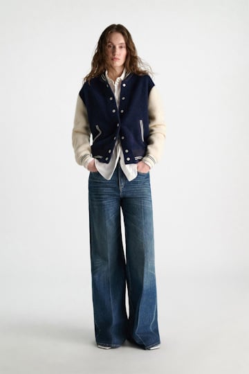 Dorothee Schumacher Oversized Bomberjacke aus Alpaka-Mix navy white