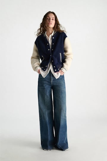 Dorothee Schumacher Oversized Bomberjacke aus Alpaka-Mix navy white