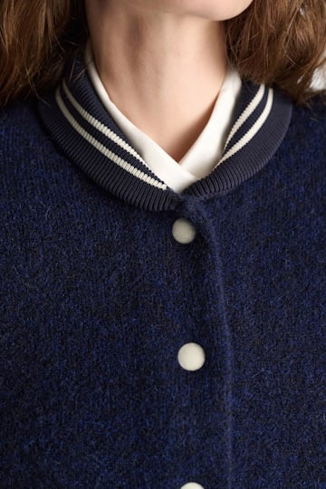 Dorothee Schumacher Oversized Bomberjacke aus Alpaka-Mix navy white
