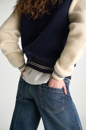 Dorothee Schumacher Oversized Bomberjacke aus Alpaka-Mix navy white