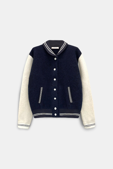 Dorothee Schumacher Oversized Bomberjacke aus Alpaka-Mix navy white