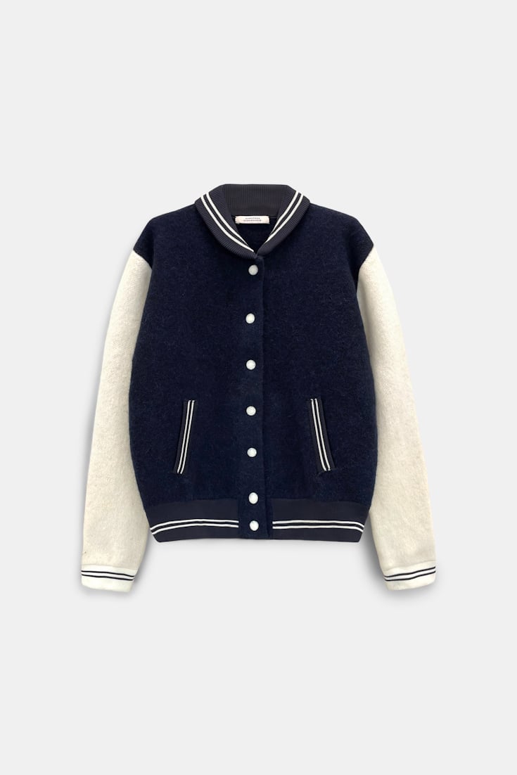 Dorothee Schumacher Oversized Bomberjacke aus Alpaka-Mix navy white