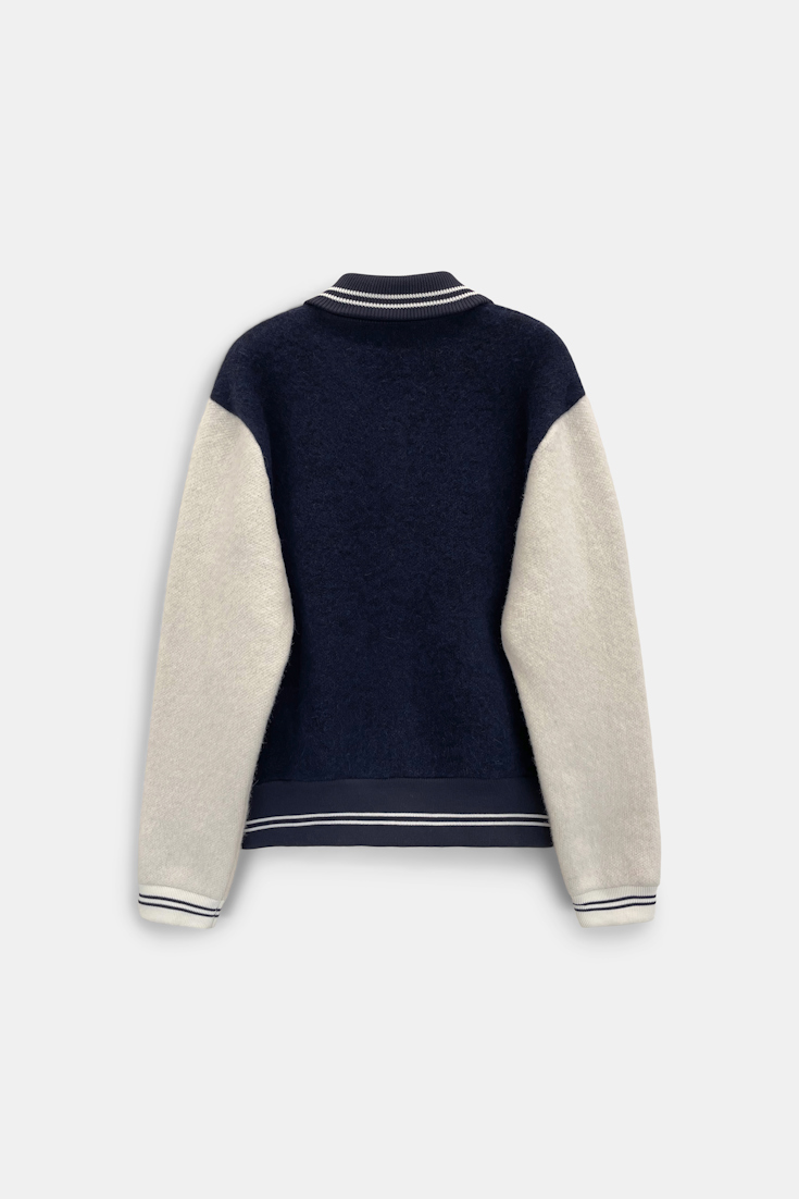 Dorothee Schumacher Oversized Bomberjacke aus Alpaka-Mix navy white