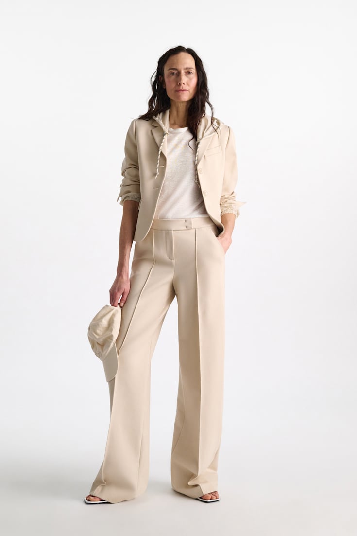 Dorothee Schumacher Hemp top with knit trim camellia white