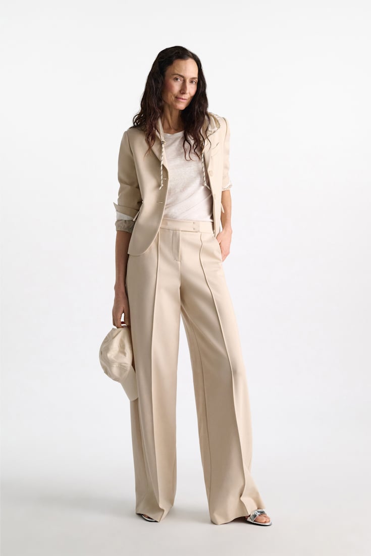 Dorothee Schumacher Hemp top with knit trim camellia white