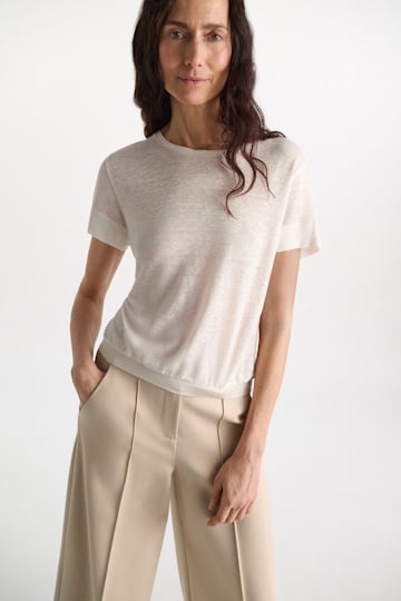 Dorothee Schumacher Hemp top with knit trim camellia white