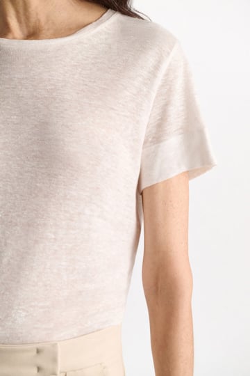 Dorothee Schumacher Hemp top with knit trim camellia white