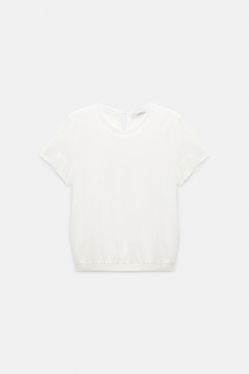Dorothee Schumacher Hemp top with knit trim camellia white